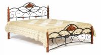 Кровать CANZONA Wood slat base дерево гевея/металл, 140*200 см (Double bed), красный дуб/черный