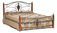 Кровать VIKING (mod. 9227) дерево гевея/металл, 160*200 см (Queen bed), красный дуб/черный. Фото №1