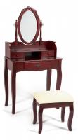 Туалетный столик с пуфом NY-V3024 cherry (вишня) фото Туалетный столик с пуфом NY-V3024 cherry (вишня). Фото №1
