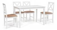 Обеденный комплект эконом Хадсон (стол + 4 стула)/ Hudson Dining Set дерево гевея/мдф, стол: 110х70х75см / стул: 44х42х89см, pure white (бел. Фото №1