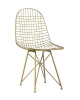 Стул обеденный Eiffel золотой с белой подушкой. Фото №1