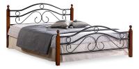 Кровать AT-803 дерево гевея/металл, 160*200 см (Queen bed), красный дуб/черный