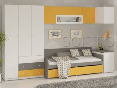 Шкаф трехдверный с тремя выдвижными ящиками Силуэт фото Шкаф трехдверный с тремя выдвижными ящиками Силуэт. Фото №4