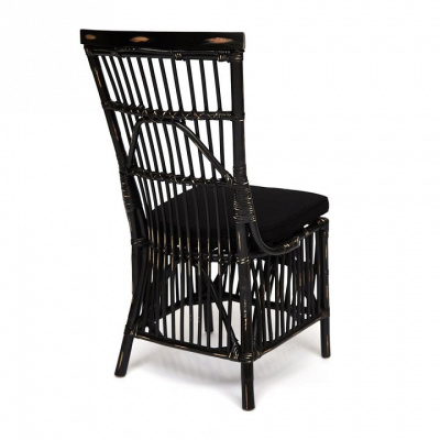 Стул Secret De Maison RIVIERA с подушкой натуральный ротанг, 101х53х61см, черный+черная подушка. Фото №2
