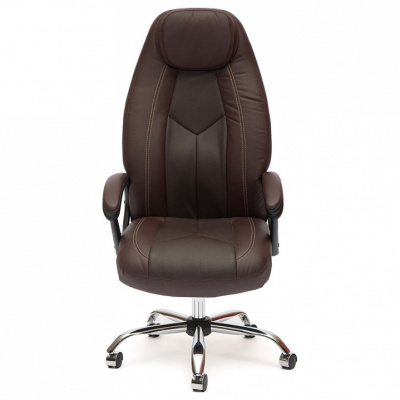 Компьютерное кресло BOSS (хром) кож/зам, коричневый/коричневый перфорированный, 36-36/36-36/06 фото Компьютерное кресло BOSS (хром) кож/зам, коричневый/коричневый перфорированный, 36-36/36-36/06. Фото №2