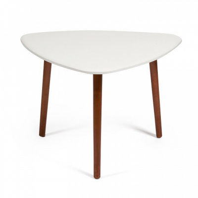 Стол журнальный TROYA МДФ/дерево, 70*73*48 см, Белый (ножки орех). Фото