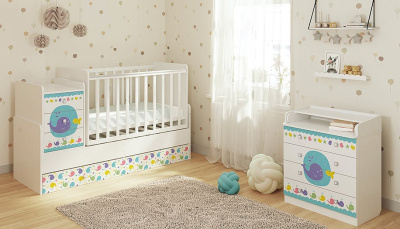 Комод пеленальный Polini kids Simple 1580 Морская история, белый фото Комод пеленальный Polini kids Simple 1580 Морская история, белый. Фото №5