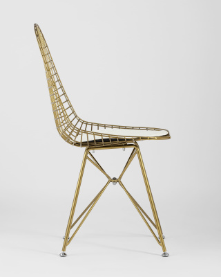 Стул обеденный Eiffel золотой с белой подушкой. Фото №4