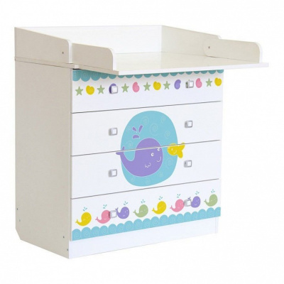 Комод пеленальный Polini kids Simple 1580 Морская история, белый фото Комод пеленальный Polini kids Simple 1580 Морская история, белый. Фото №3