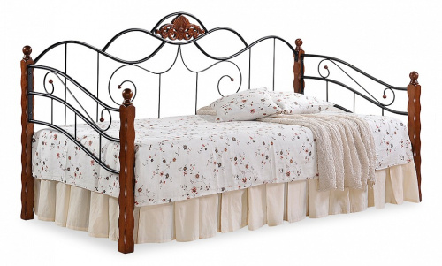 Кровать CANZONA дерево гевея/металл, 90*200 см (Day bed), красный дуб/черный. Фото №1