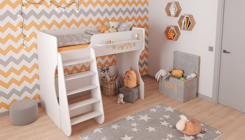 Кровать-чердак Polini Kids Dream 1700, белый. Фото №9
