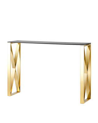 Консоль КРОСС 115*30 золото стекло smoke. Фото
