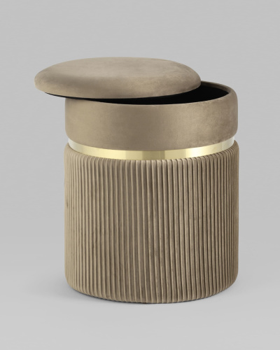 Пуф Миранда с ящиком велюр бежевый. Фото №4