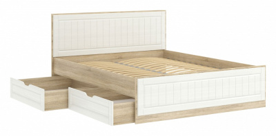 Кровать Оливия НМ 040.34 (1600) + Ящик НМ 040.39, Белое дерево, Дуб Сонома. Фото